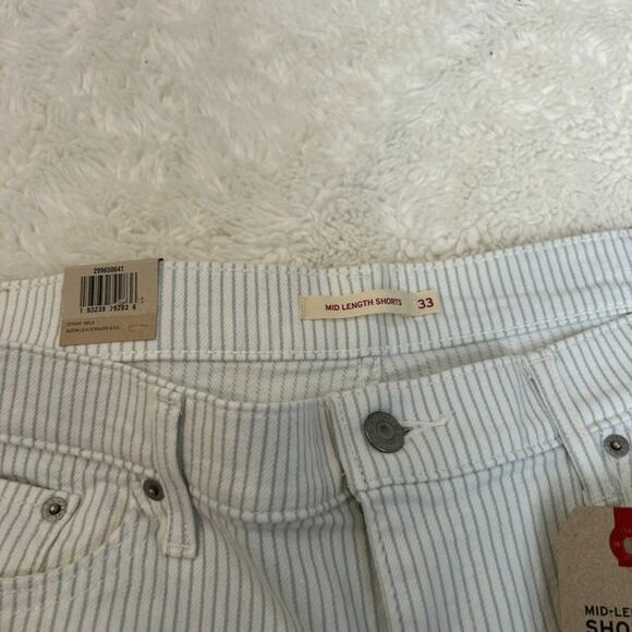 Levi’s Denim Mid Length Shorts‎ Size 33 Mid Rise Pockets Casual Striped Women - Picture 4 of 7